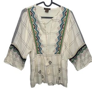 Anthropologie Vinett  Bahl  pheasant boho blouse XS